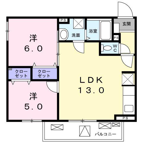 カルム中目黒(2LDK/1階)の間取り写真
