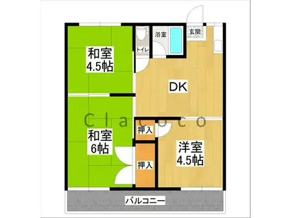 アクツハイツⅠ(3DK/2階)の間取り写真