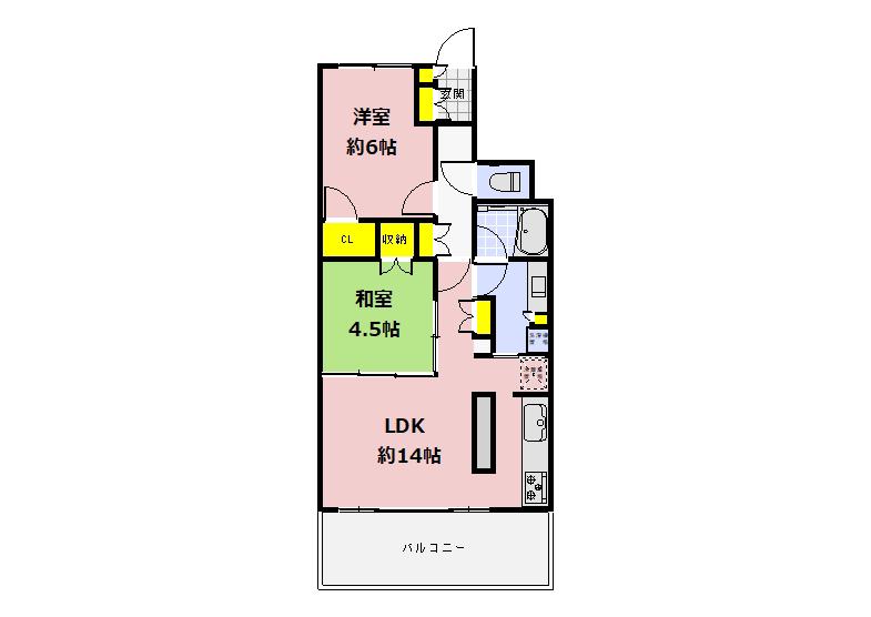 グランフォセット福島駅西(2LDK/4階)の間取り写真