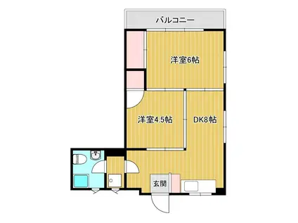 水月ハイツ (2DK/6階)の間取り写真