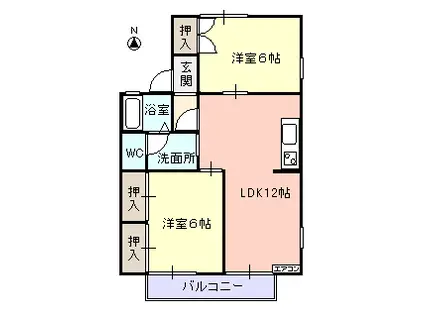 カーサ ロイヤルB棟(2LDK/1階)の間取り写真