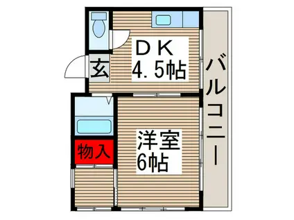 行徳田中ハイツ(1DK/3階)の間取り写真