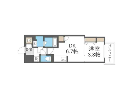 DIMORA靭公園(1DK/8階)の間取り写真