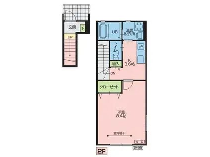 EL ALIVIO D棟(1K/2階)の間取り写真