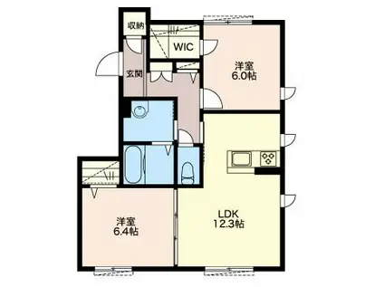 パティオI(2LDK/1階)の間取り写真