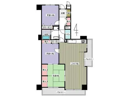 グラン・ドムール城山公園601(3LDK/6階)の間取り写真