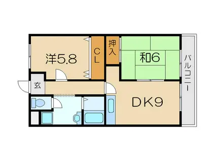 ブリーズ(2DK/4階)の間取り写真