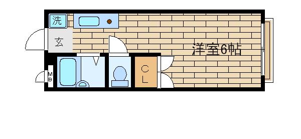 サンコート板宿(1K/1階)の間取り写真