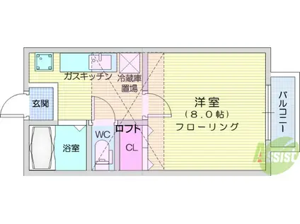 アヴァンセ富沢南三番館(1K/1階)の間取り写真