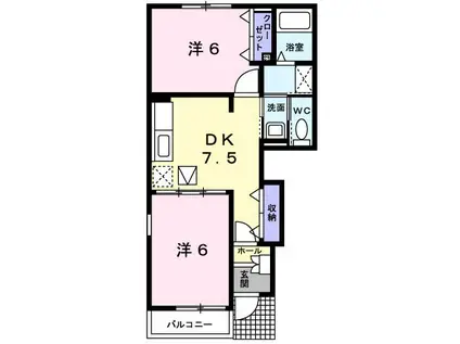 サンプラシード(2DK/1階)の間取り写真