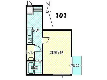 メモリアルハイツ(1K/2階)の間取り写真