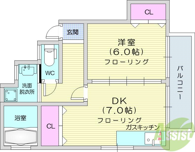 松森アパート(1DK/2階)の間取り写真