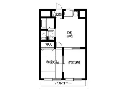 健生館マンション(2DK/8階)の間取り写真