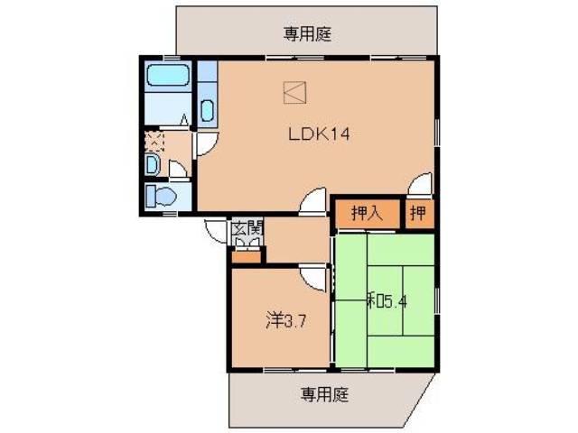 ディアス妙寺(2LDK/1階)の間取り写真
