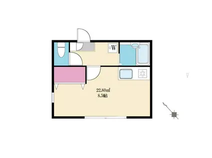 フレグランス野毛(ワンルーム/2階)の間取り写真