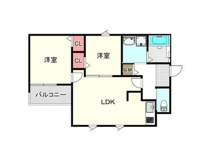 グランリオ百年橋(2LDK/2階)の間取り写真