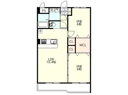クレアールII(2LDK/3階)の間取り写真