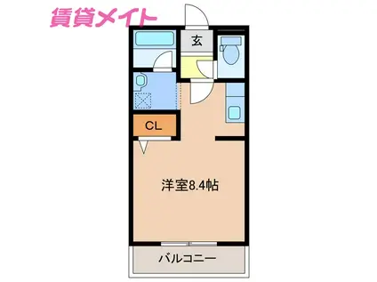 川越ガーデンテラス(ワンルーム/1階)の間取り写真