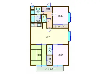 シャインコンドウ(3LDK/2階)の間取り写真