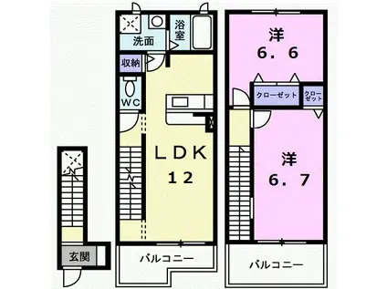 グランボア(2LDK/2階)の間取り写真