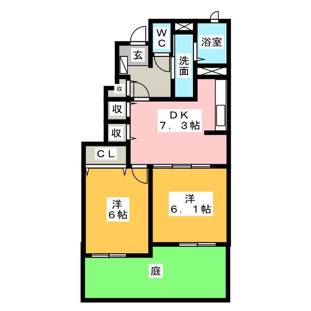 プラザサンライズA棟(2DK/1階)の間取り写真