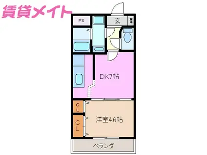 ポンドサイド蓮 パートII(1DK/2階)の間取り写真