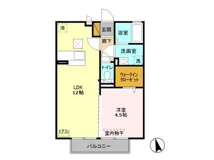 MヒルズI(1LDK/1階)の間取り写真