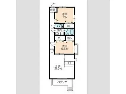 エスポワール(2LDK/1階)の間取り写真