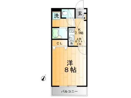 アクシオンハイツ(1K/2階)の間取り写真