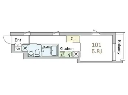 GRANDUO上野毛6(1K/1階)の間取り写真