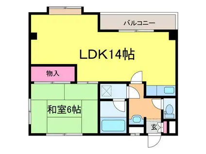 リバティープラザ東大通(1LDK/3階)の間取り写真