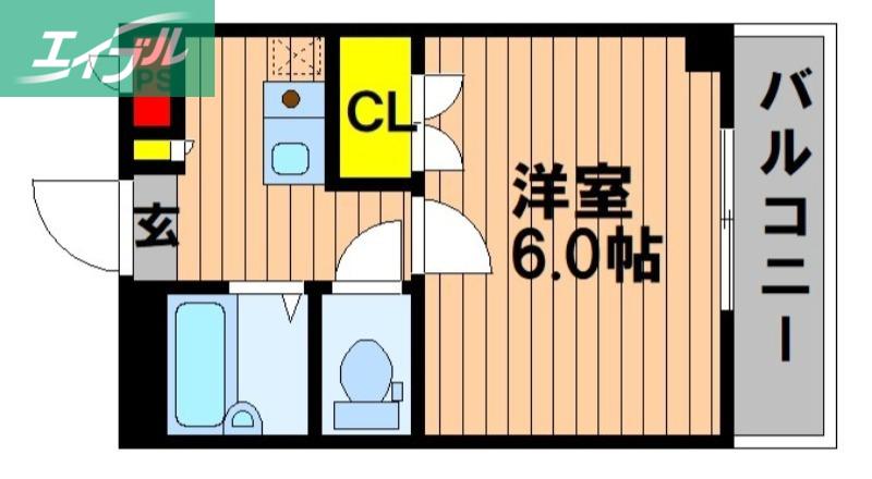 ハッピーハイツ今(1K/2階)の間取り写真