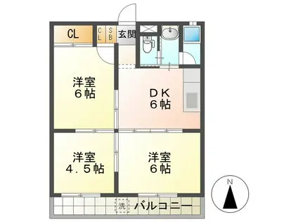 杉野ビル(3DK/2階)の間取り写真