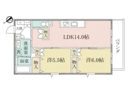 ヘーベルヴィレッジ橋本グランビレッジ橋本(2LDK/2階)の間取り写真