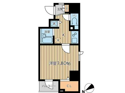 シティスパイア新富町(1K/4階)の間取り写真