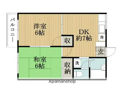 グランデュール芝山(2DK/1階)の間取り写真