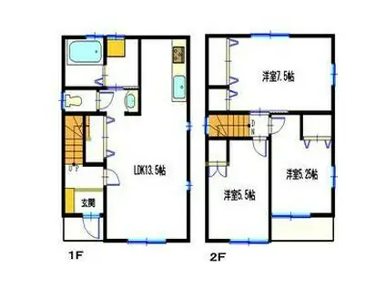 伊伝居戸建(3LDK/1階)の間取り写真
