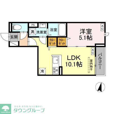 セレスティア若宮(1LDK/3階)の間取り写真