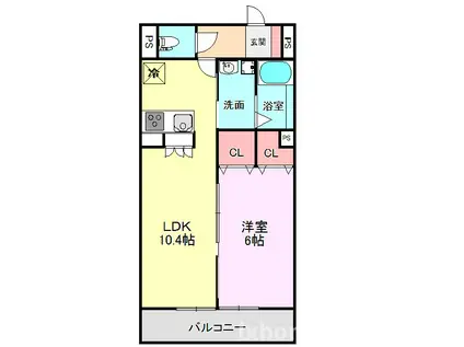 アルカディア舟木町(1LDK/3階)の間取り写真