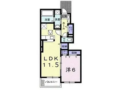 クラール ワダ(1LDK/1階)の間取り写真