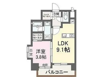 ヴィラ博丈下川端(1LDK/4階)の間取り写真