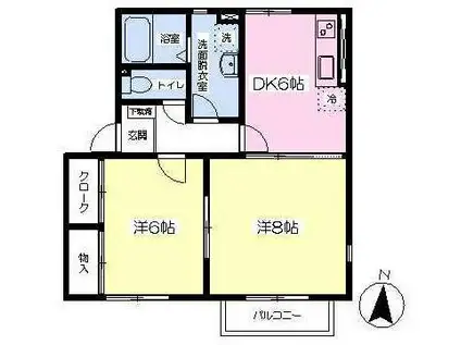 サンフォルテ(2DK/2階)の間取り写真