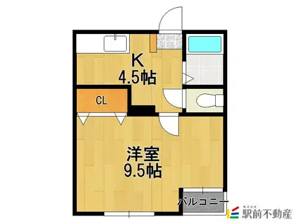 ウィンザー桜(1K/1階)の間取り写真