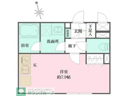 アトリオフラッツ三軒茶屋ノース(1K/2階)の間取り写真