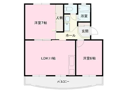 秋山ハイツ(2LDK/3階)の間取り写真