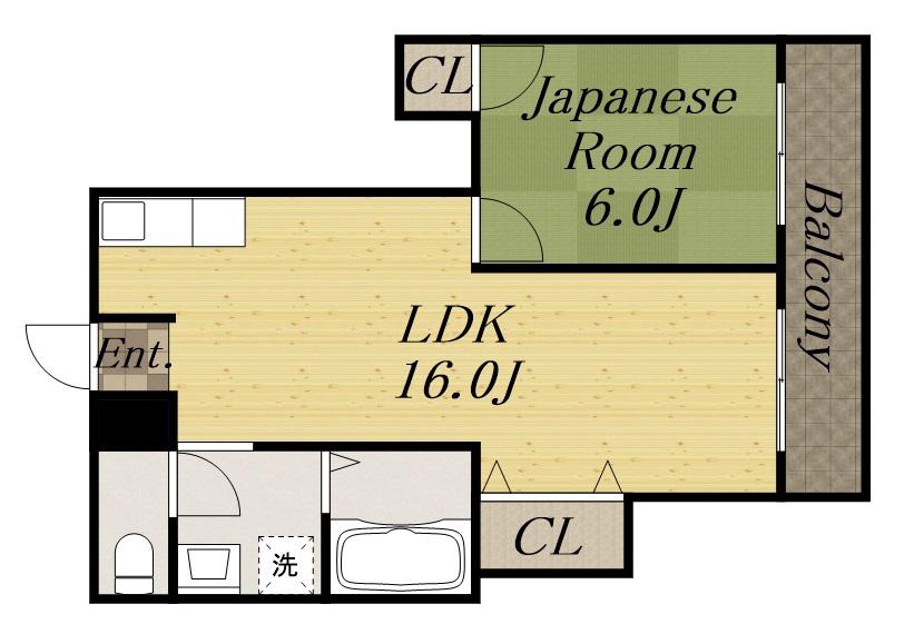 モダンアパートメント神戸宝塚II(1LDK/2階)の間取り写真