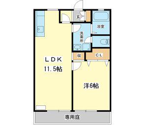 サンライフ森の西(1LDK/2階)の間取り写真