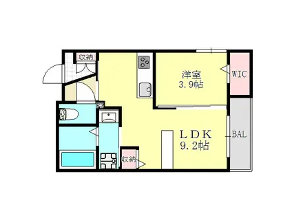 阪急神戸線 春日野道駅(阪急) 徒歩10分 3階建 築8年(1LDK/1階)の間取り写真