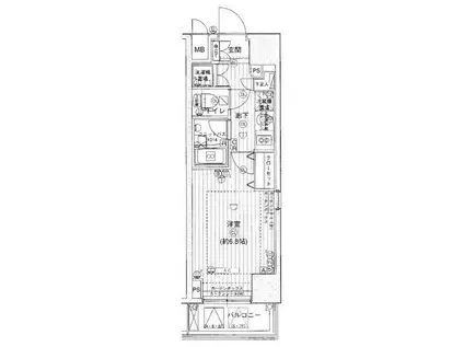 メインステージ文京春日(1K/4階)の間取り写真