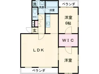 ソレアード茂原IIA棟(2LDK/3階)の間取り写真